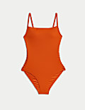 Padded Macrame Detail Square Neck Swimsuit