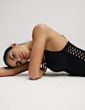 Padded Macrame Detail Square Neck Swimsuit