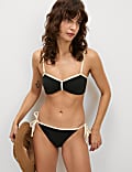 Contrast Trim Tie Side Bikini Bottoms