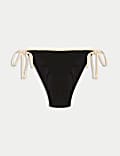 Contrast Trim Tie Side Bikini Bottoms