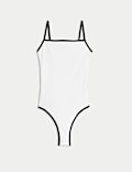 Contrast Trim Square Neck Swimsuit