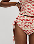 Printed Drawstring High Waisted Bikini Bottoms