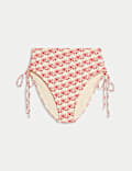 Printed Drawstring High Waisted Bikini Bottoms