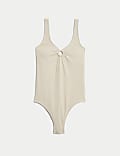 Textured Ring Detail Scoop Neck Swimsuit