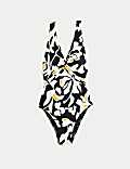 360 Tummy Control Printed Plunge Swimsuit