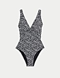 Maillot de bain plongeant imprimé effet ventre plat 360