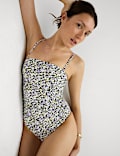 Buikcorrigerend bandeau-badpak met vulling en print
