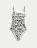 Buikcorrigerend bandeau-badpak met vulling en print