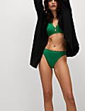 Neoprene Scallop High Leg Bikini Bottoms
