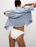 Neoprene Scallop High Leg Bikini Bottoms