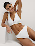 Neoprene Scallop High Leg Bikini Bottoms