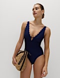 Neoprene Scallop Plunge Swimsuit