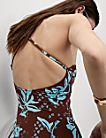 Gepolsterter One-Shoulder-Badeanzug mit Träger und Musterprint