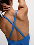 Textured Scoop Neck Cross Back Swimsuit