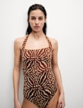 Tummy Control Printed Halterneck Swimsuit