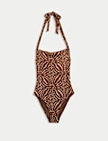 Tummy Control Printed Halterneck Swimsuit