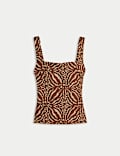 Floral Square Neck Tankini Top