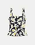 Haut de tankini à col carré et motif fleuri