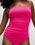 Tummy Control Padded Ruched Bandeau Swimsuit