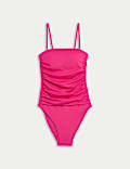 Tummy Control Padded Ruched Bandeau Swimsuit