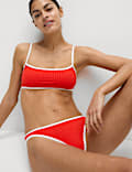 Haut de bikini à décolleté rond et finitions côtelées contrastées