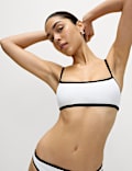 Contrast Trim Scoop Neck Bikini Top