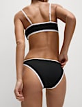 Contrast Trim High Leg Bikini Bottoms