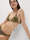 Printed Shirred Triangle Bikini Top