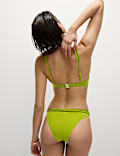 Pleated High Leg Bikini Bottoms