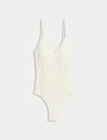 Textured Tie Detail Plunge Swimsuit