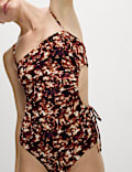 Printed Cut Out Drawstring Swimsuit
