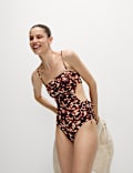 Printed Cut Out Drawstring Swimsuit