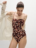 Printed Cut Out Drawstring Swimsuit