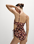 Printed Cut Out Drawstring Swimsuit