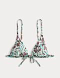 Printed Trim Detail Triangle Bikini Top