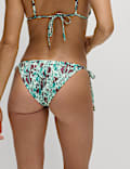 Printed Tie Side High Leg Bikini Bottoms