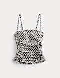 Tummy Control Printed Ruched Tankini Top