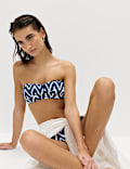 Printed Padded Twist Front Bandeau Bikini Top