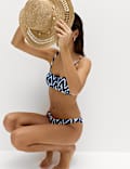 Printed Padded Twist Front Bandeau Bikini Top