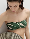 Printed Padded Twist Front Bandeau Bikini Top