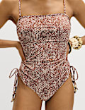 Tummy Control Printed Wired Bandeau Swimsuit