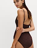 Maillot de bain plongeant &agrave; motif textur&eacute;