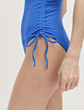 Padded Drawstring Side Square Neck Swimsuit