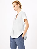 Pure Linen V-Neck Blouse