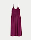 Linen Rich V-Neck Strappy Midaxi Swing Dress
