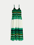 Linen Rich Strappy V Neck Swing Dress