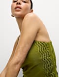 Linen Rich Square Neck Strappy Midi Shift Dress