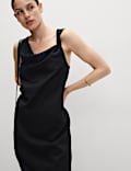 Linen Rich Tie Neck Midaxi Shift Dress