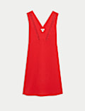 Linen Rich V-Neck Mini Shift Dress