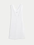Robe tube coupe courte à col en V en lin